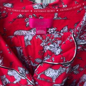 Victoria's Secret Red and White Tiger Print Pajama Top